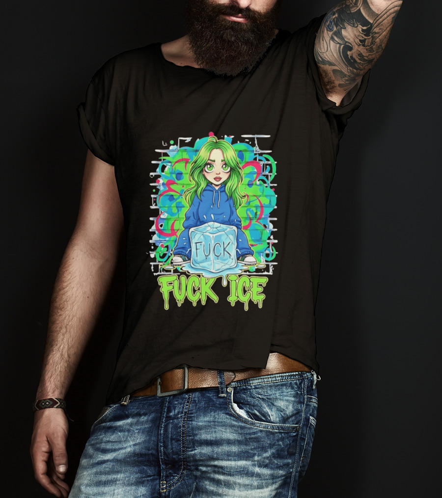 Billie Eilish Cartoon Fck Ice T-Shirt