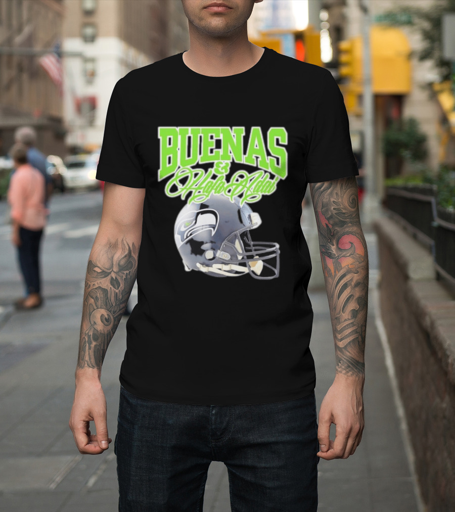 BUENAS Hafa Adai Seattle Seahawks Helmet T-Shirt