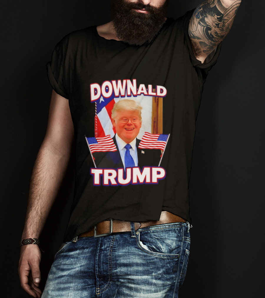 Downald Trump American Flag Parody With Patriotic Backdrop T-Shirt