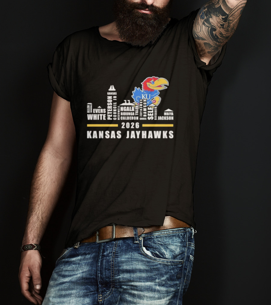 Kansas Jayhawks 2026 Skyline City KU Basketball Team T-Shirt