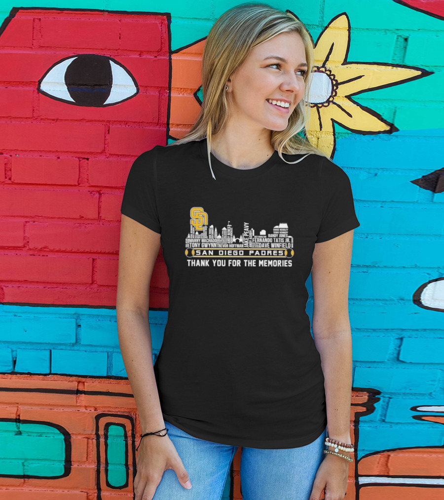 San Diego Padres Skyline Player Names Thank You For The Memories T-Shirt