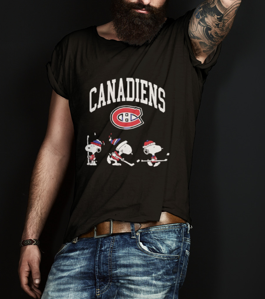 Montreal Canadiens Peanuts Snoopy Hockey Go Habs Go T-Shirt