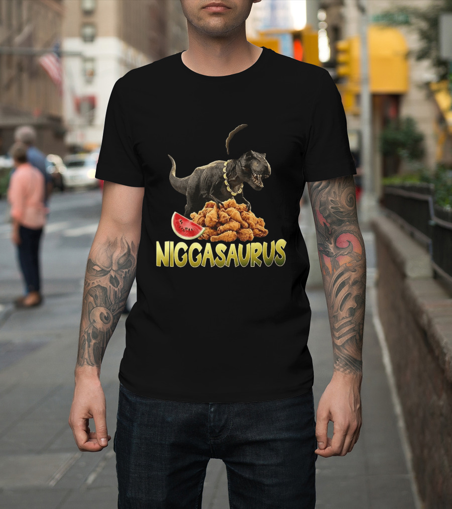 Niggasaurus Fried Chicken and Watermelon meme T-Shirt
