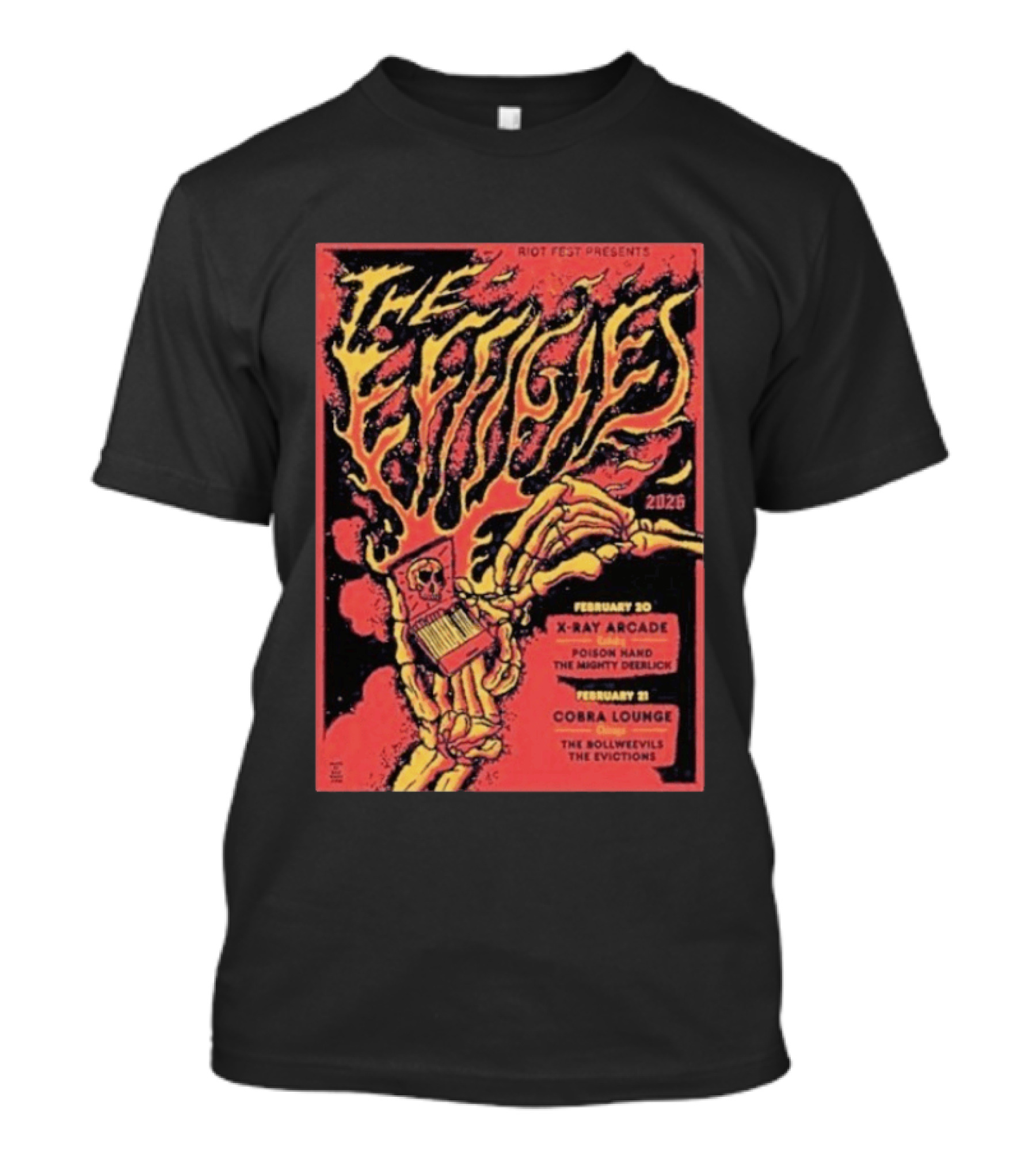 Riot Fest Presents The Effigies Live February 21 2026 At Cobra Lounge With The Bollweevils And The Evictions T-Shirt