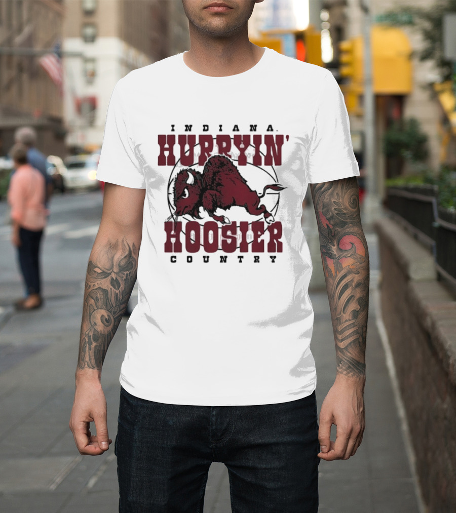 Indiana Hoosiers Basketball Hurryin' Hoosier Country Buffalo T-Shirt