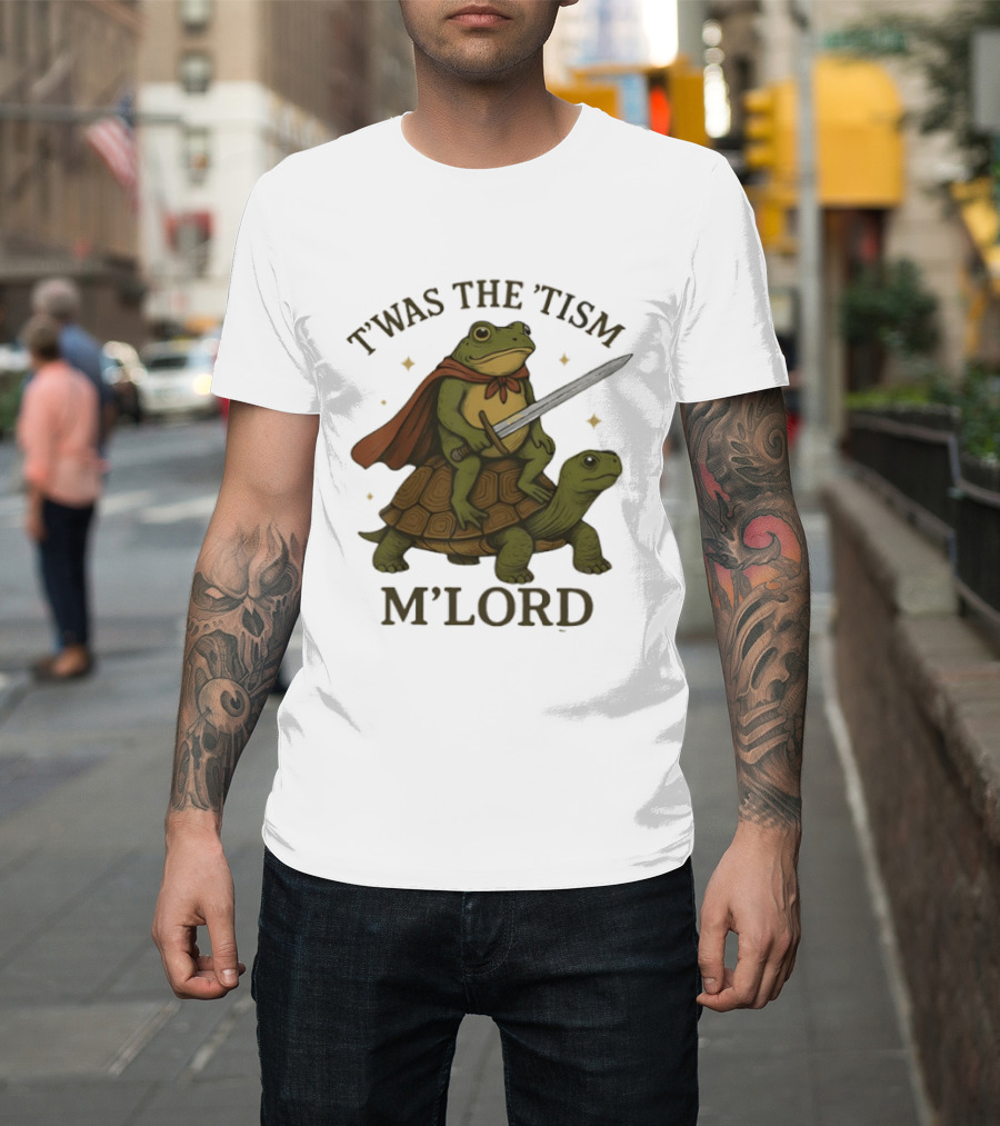 T'was The 'Tism M'Lord Medieval Knight Frog Riding Turtle T-Shirt