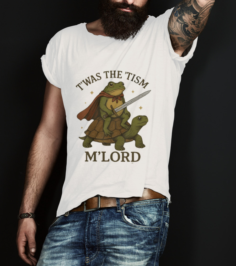 T'was The 'Tism M'Lord Medieval Knight Frog Riding Turtle T-Shirt