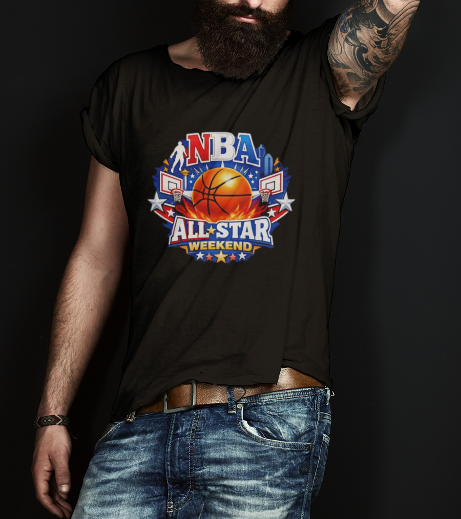 NBA All Star Weekend 2026 Basketball Hoops Stars Skyline T-Shirt