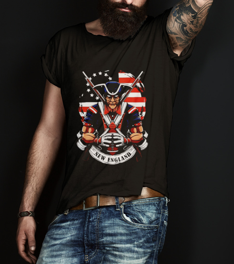 Patriotic New England Patriots American Flag Football Player T-Shirt