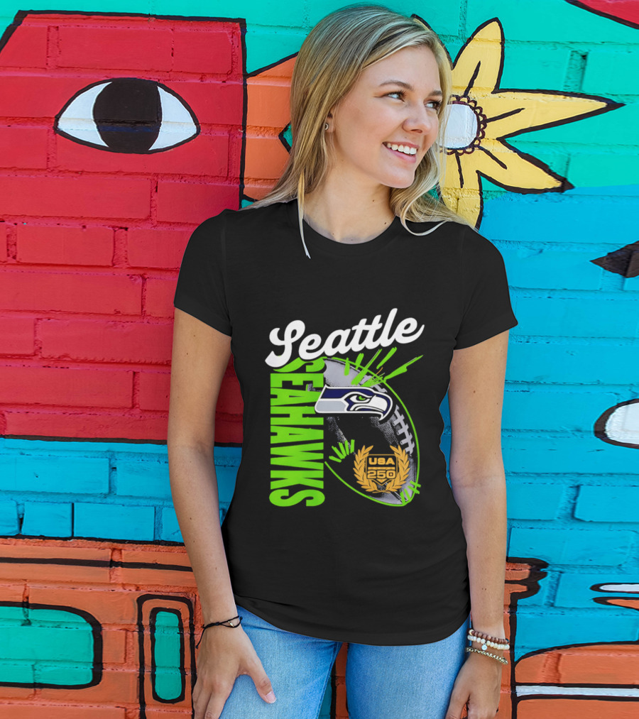 Seattle Seahawks USA 250 Gold Standard Football T-Shirt