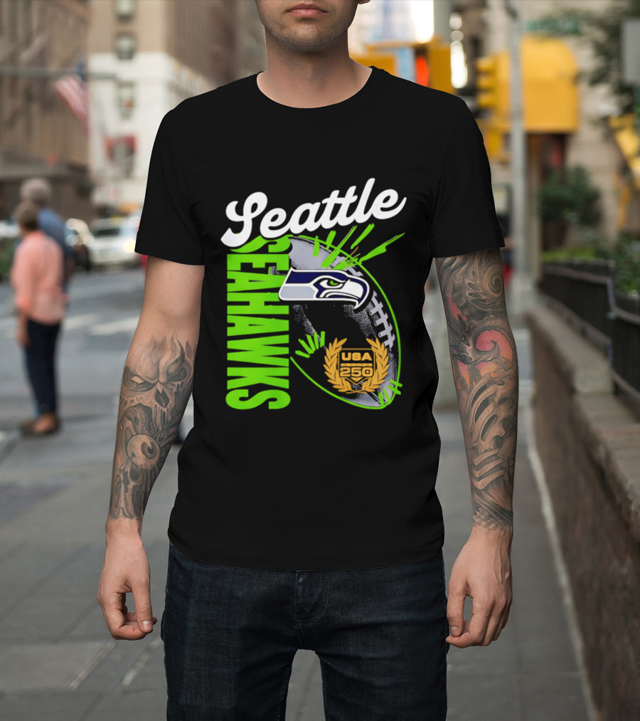 Seattle Seahawks USA 250 Gold Standard Football T-Shirt