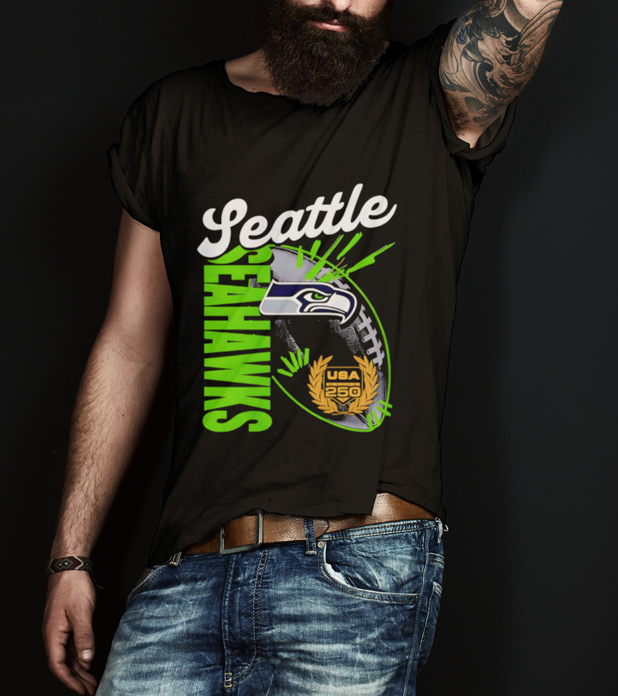 Seattle Seahawks USA 250 Gold Standard Football T-Shirt