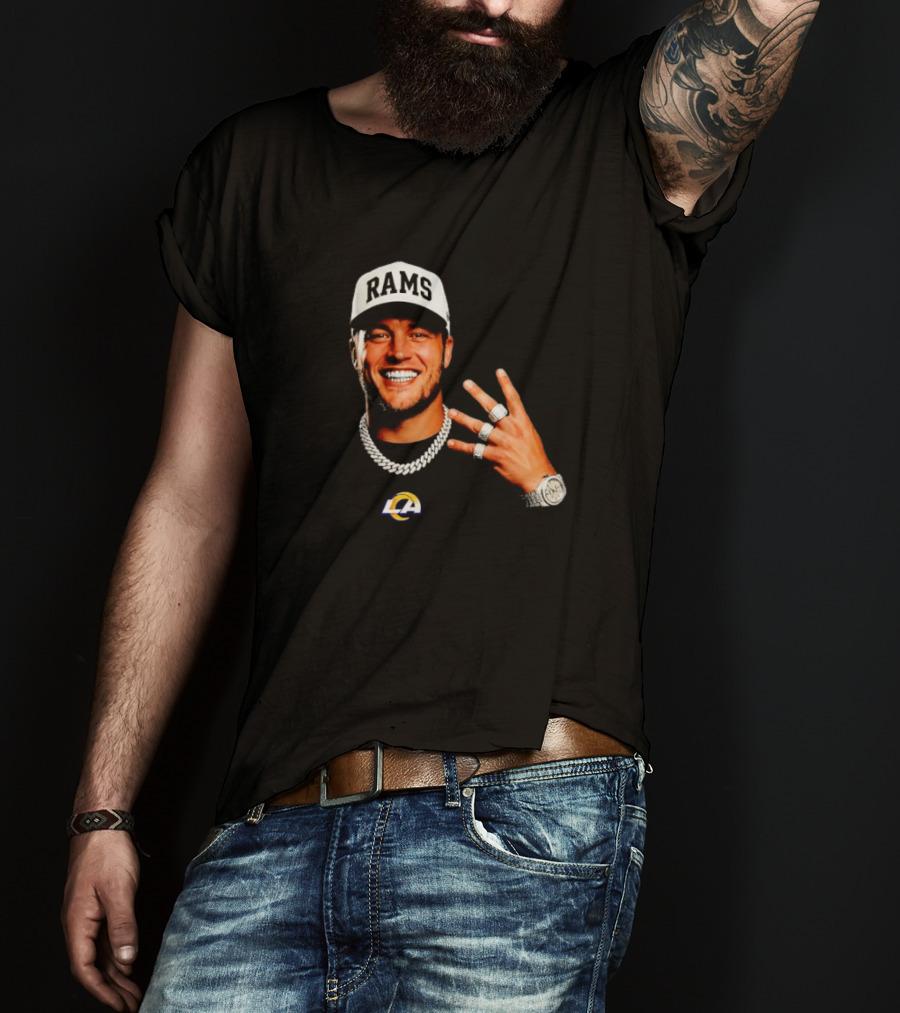 Los Angeles Rams Matthew Stafford MVP Rings Celebration T-Shirt