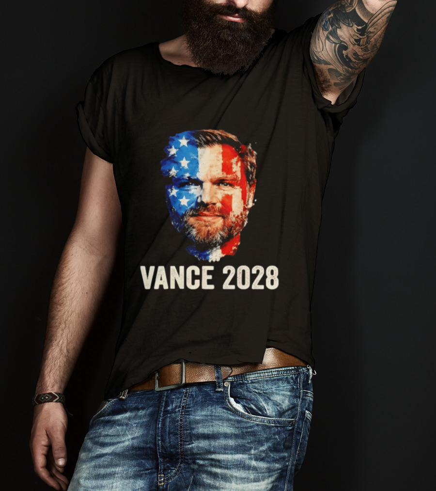 Vance 2028 US Flag Face Patriotic Election Campaign T-Shirt