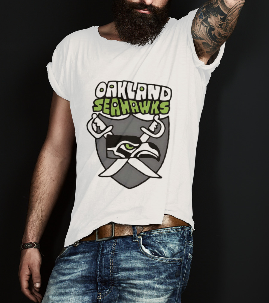 Oakland Seahawks Raiders Shield Crossed Swords T-Shirt