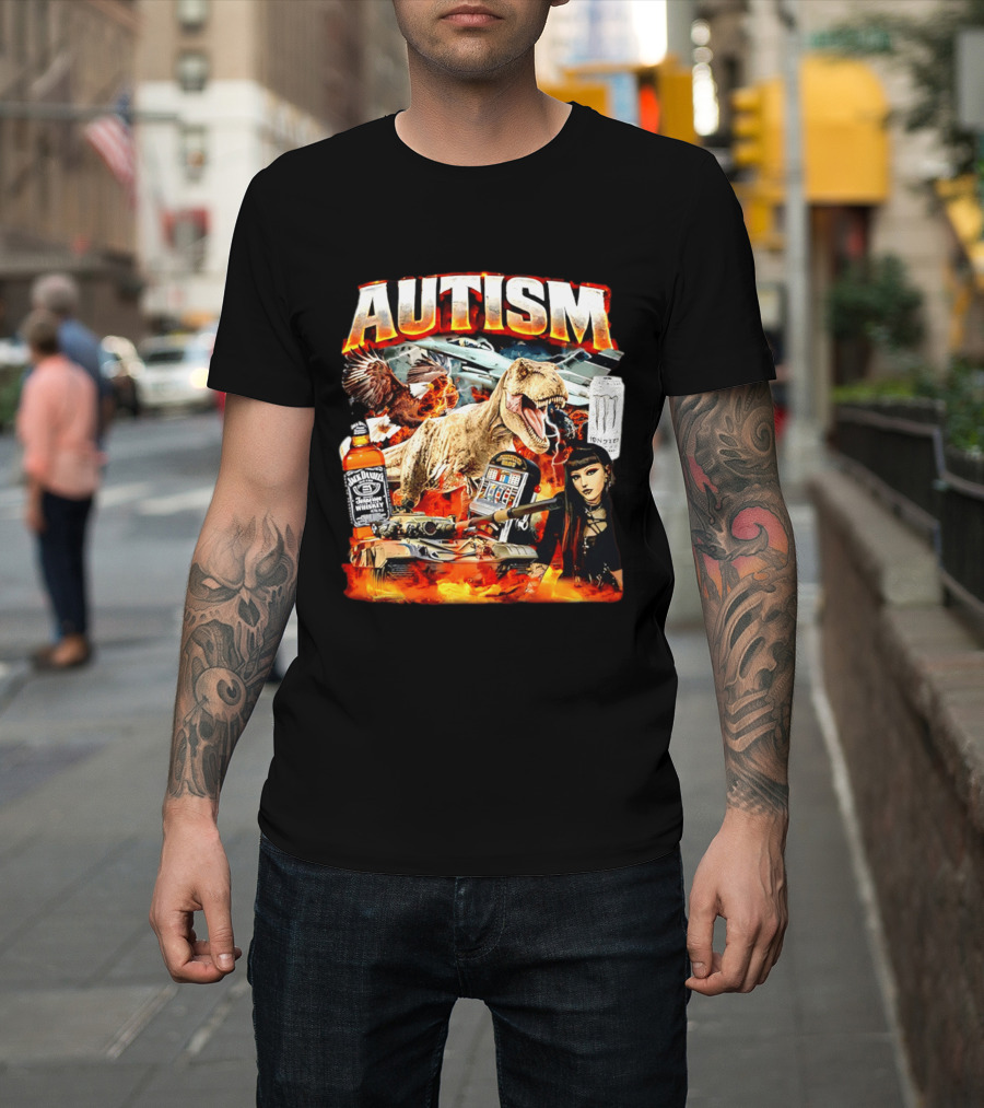 Autism Rex Eagle Jack Daniel's Tank Monster Energy Explosion T-Shirt