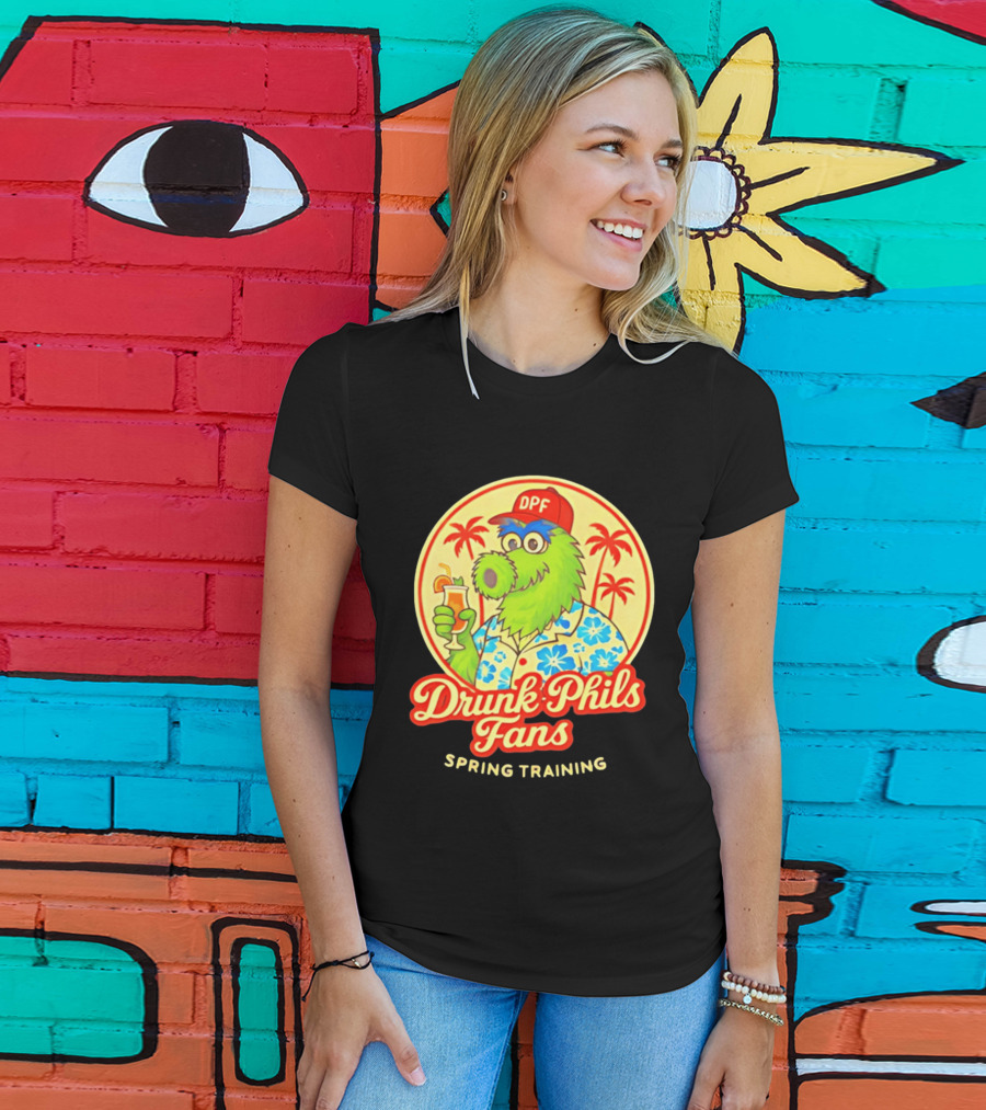 Drunk Phils Fans DPF Mascot Hawaiian Spring Training Palm Trees T-Shirt