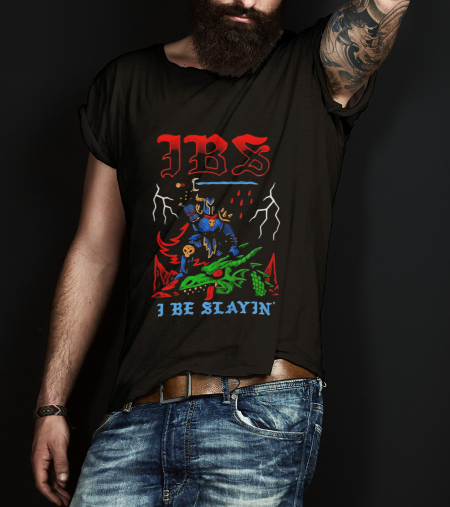 IBS I Be Slayin' Fantasy Warrior And Dragon Battle T-Shirt