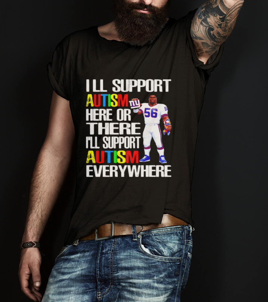 New York Giants Support Autism Everywhere With Football Player T-Shirt