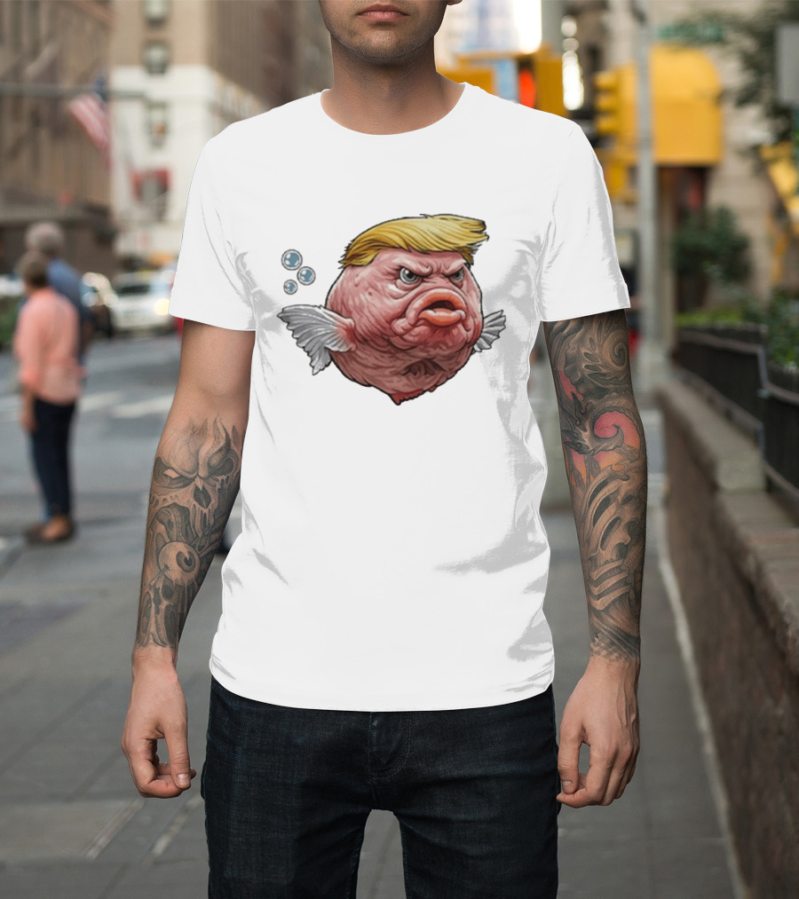 Angry Fish Trump Political Cartoon Satire T-Shirt