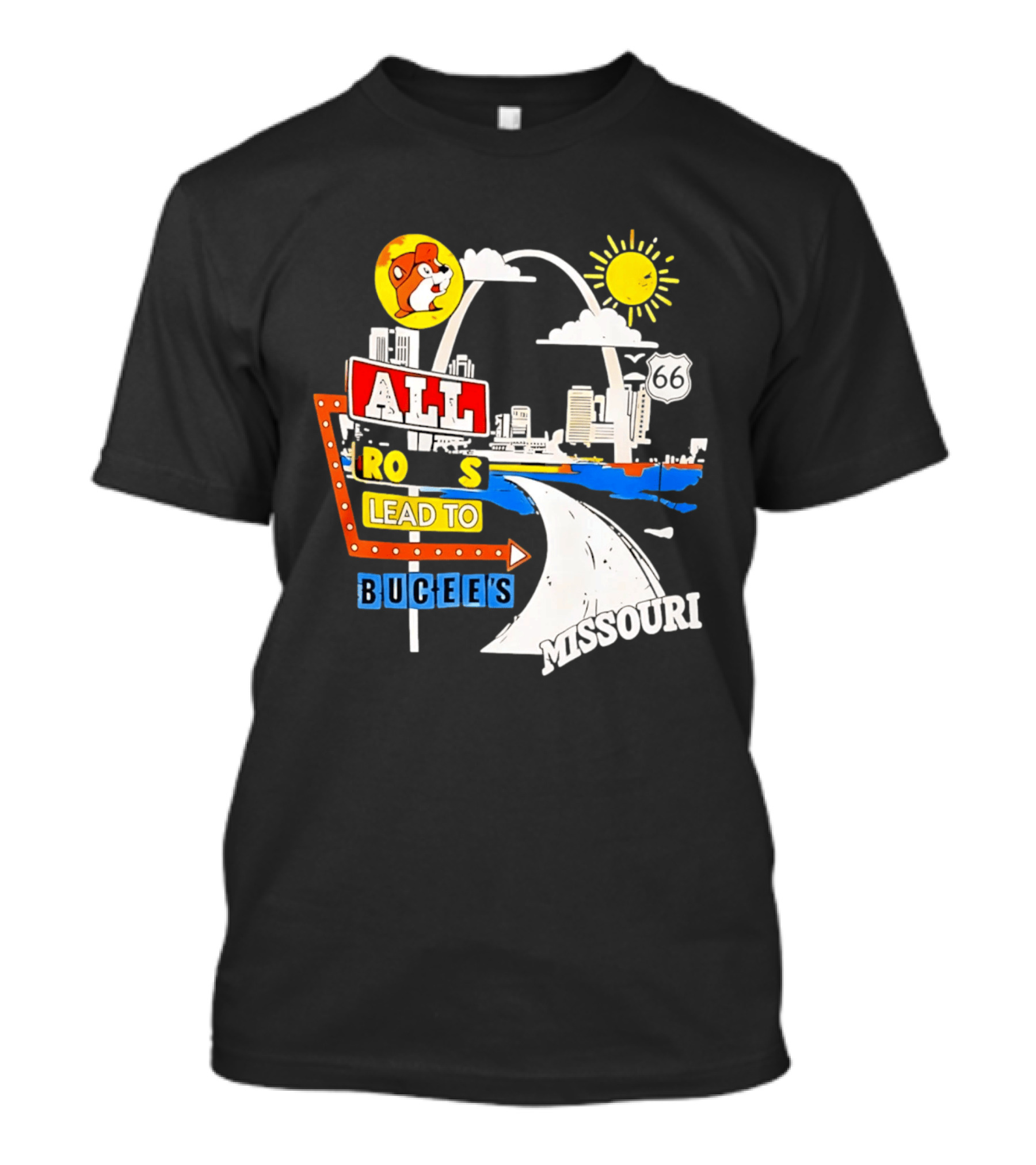 All Roads Lead To Buc Ee's Missouri Route 66 T-Shirt