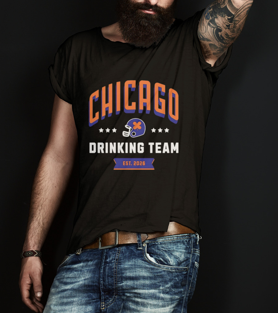 Chicago Drinking Team St Patrick's Day Helmet Est 2026 T-Shirt