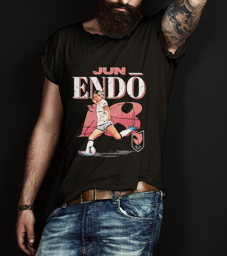 Jun Endo Angel City FC Cracked Number 18 T-Shirt