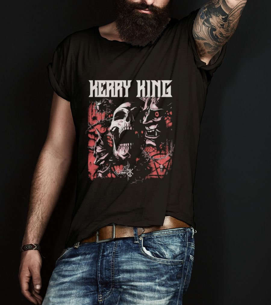 Kerry King Hell Echo Distorted Faces Red White T-Shirt