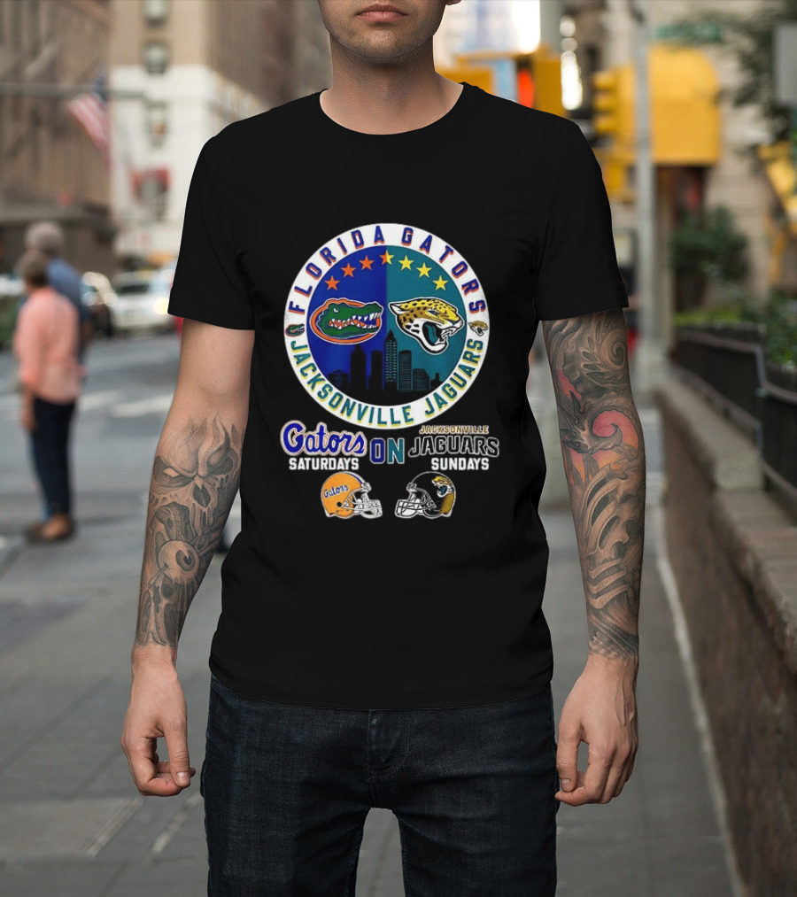 Florida Gators Jacksonville Jaguars Saturdays Sundays Fan Mashup T-Shirt