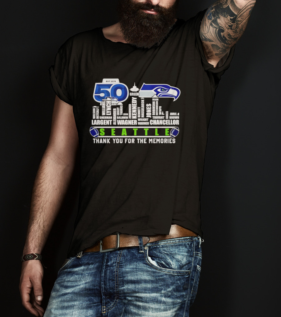 Seattle Seahawks 50th Anniversary Thank You For The Memories Largent Wagner Chancellor T-Shirt
