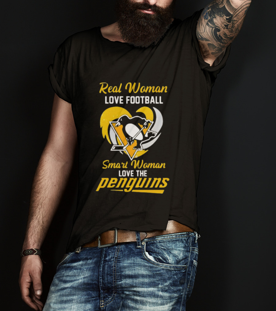 Real Woman Love Football Smart Woman Love The Penguins T-Shirt