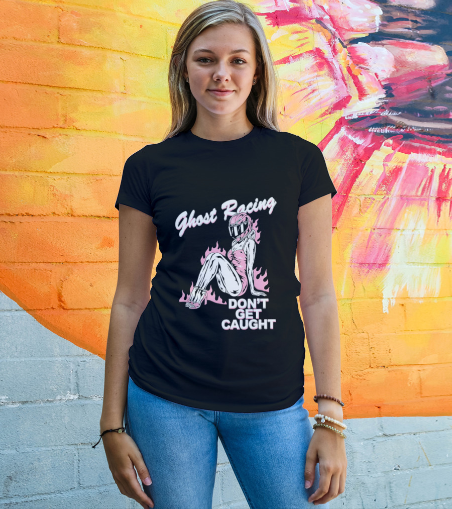 Ghost Racing Don't Get Caught Flaming Helmeted Figure T-Shirt