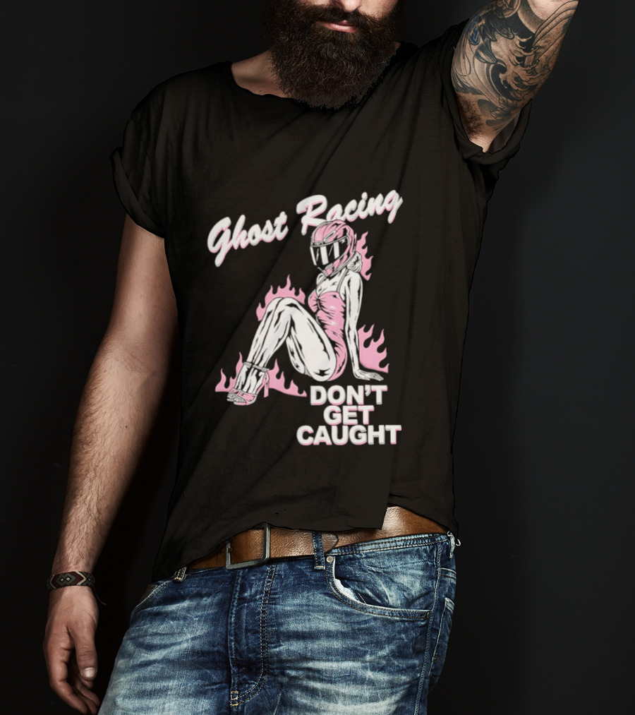Ghost Racing Don't Get Caught Flaming Helmeted Figure T-Shirt