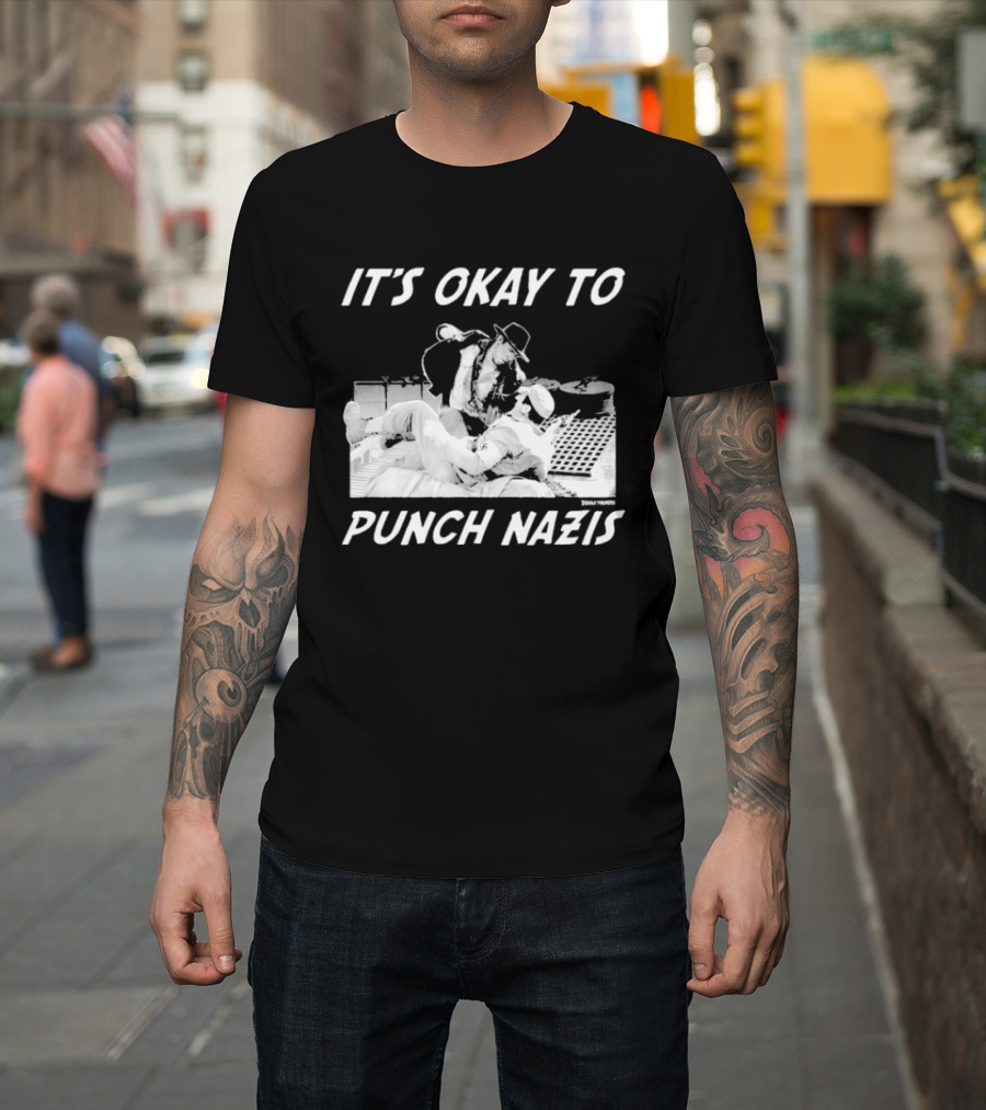 IT'S OKAY TO PUNCH NAZIS Indiana Jones Meme T-Shirt