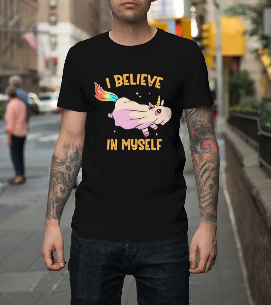 Unicorn I Believe in Myself Floating Rainbow Mane Kawaii T-Shirt
