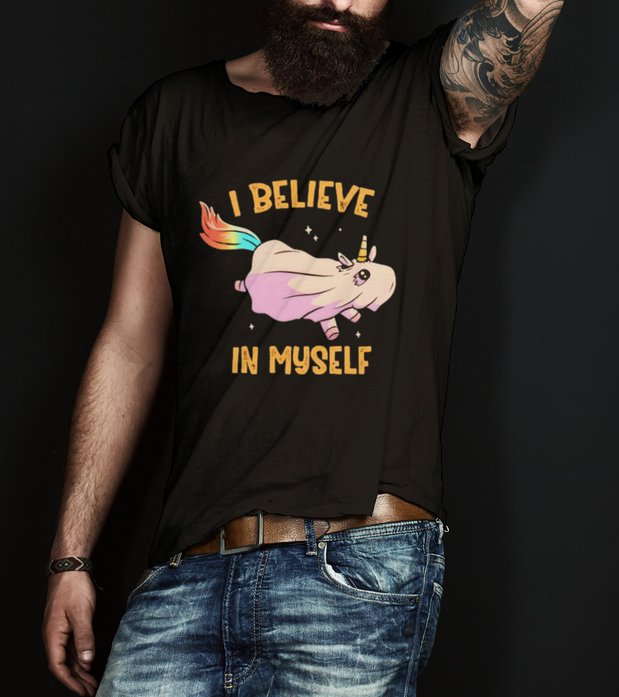 Unicorn I Believe In Myself Floating Rainbow Mane Kawaii T-Shirt