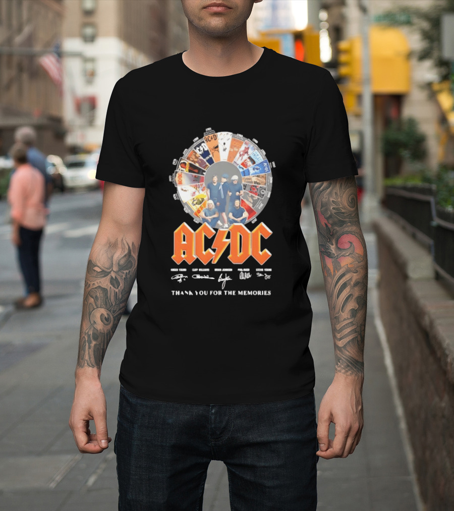 AC DC Band Name Album Collage Thank You For The Memories T-Shirt