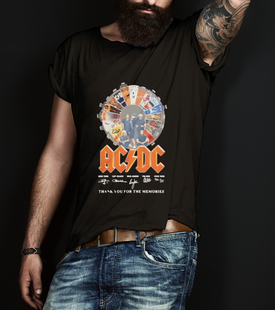 AC DC Band Name Album Collage Thank You For The Memories T-Shirt