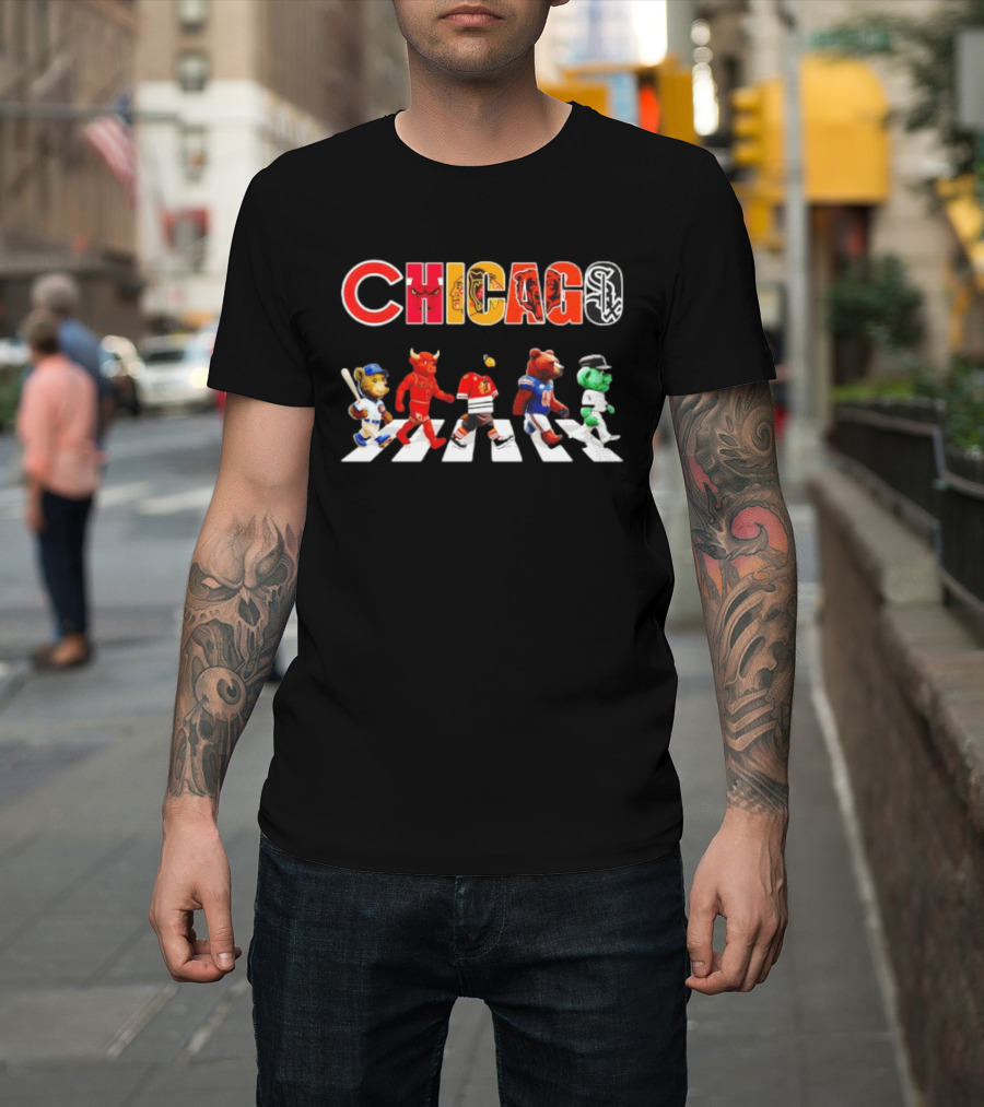 Chicago Bulls Blackhawks Bears White Sox Cubs Abbey Road Streetxty T-Shirt