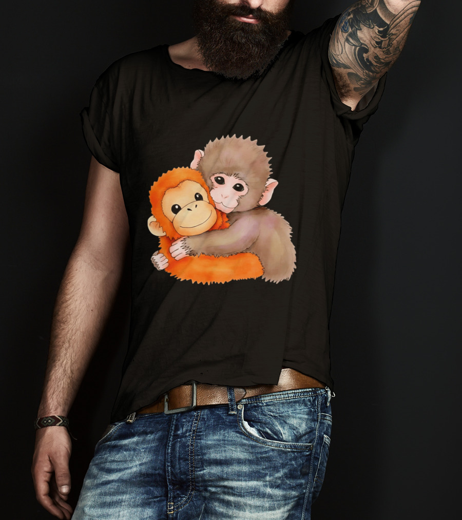 Baby Monkey Named Punch Hugging Meme Cute Animal Friendship T-Shirt