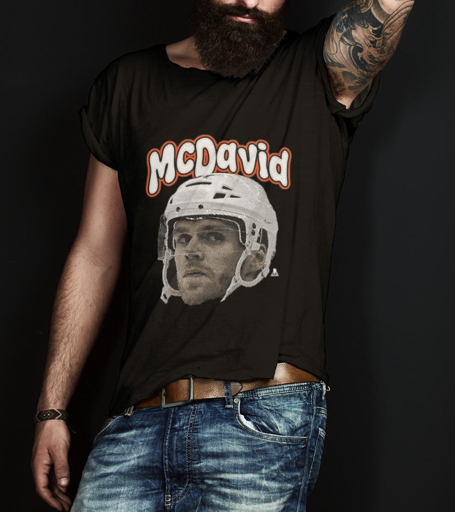 Connor McDavid Edmonton Oilers Hockey Big Face Bold Text NHL Fan T-Shirt