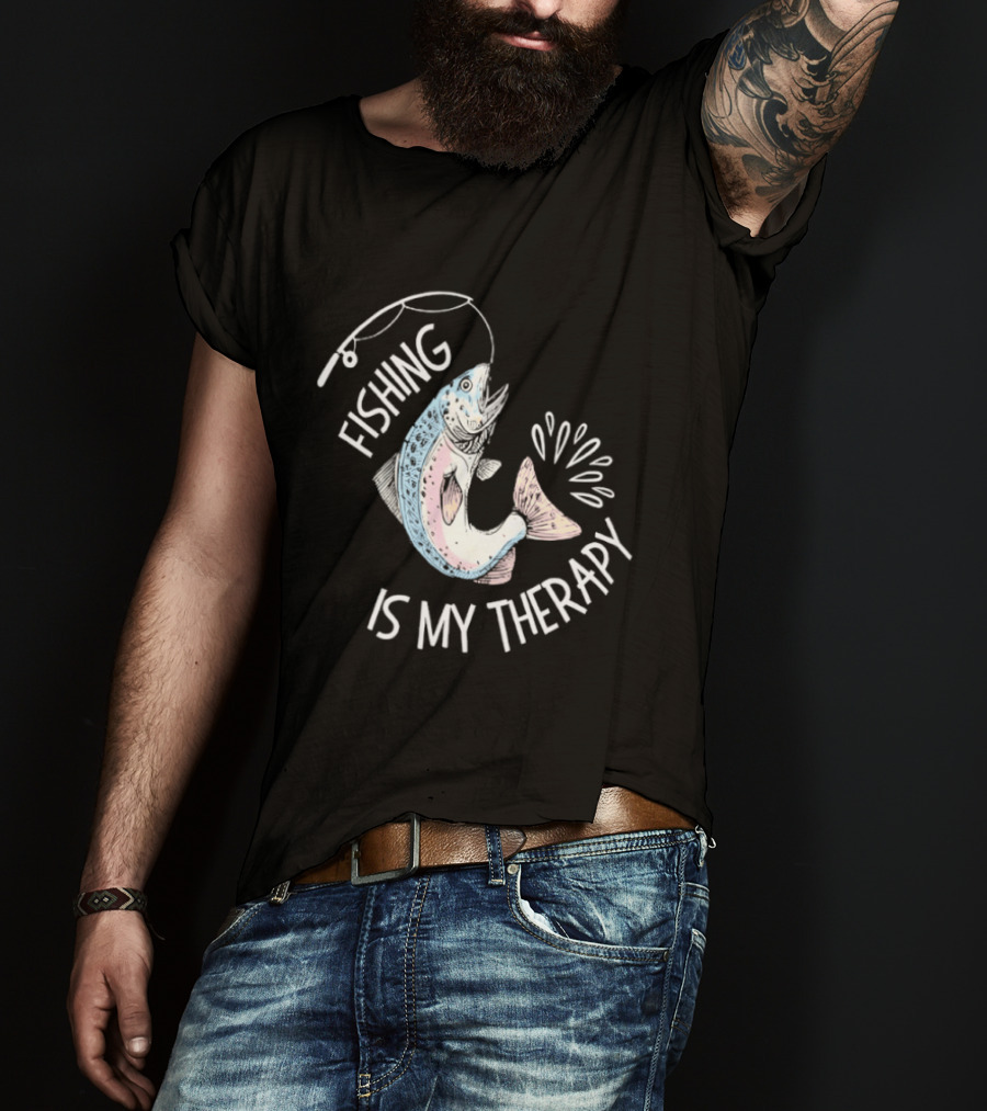 Fishing Is My Therapy Rainbow Trout Splash T-Shirt
