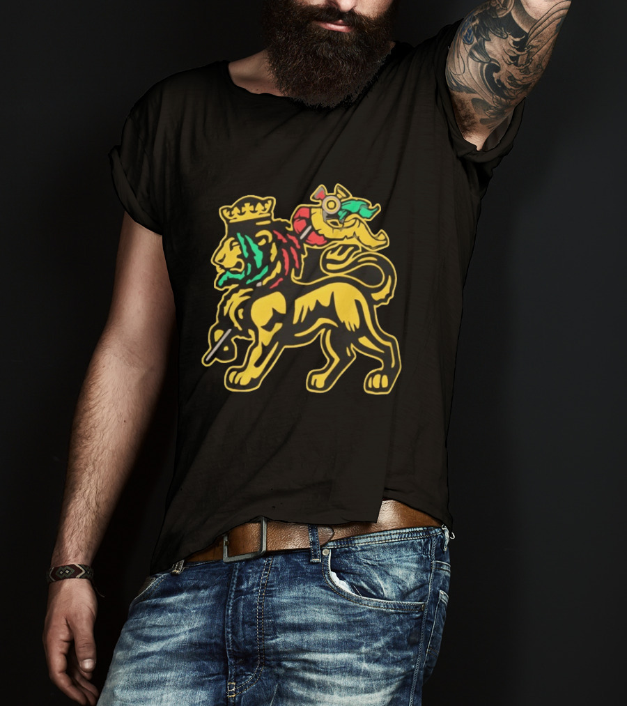 Conquering Lion Of Judah Rastafarian Flag T-Shirt