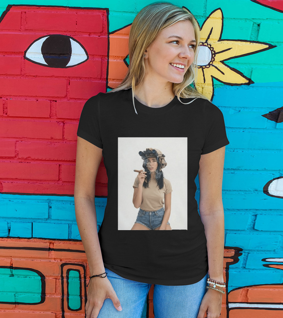 D Lipa Smoking Cigar Night Vision Helmet Aesthetic T-Shirt
