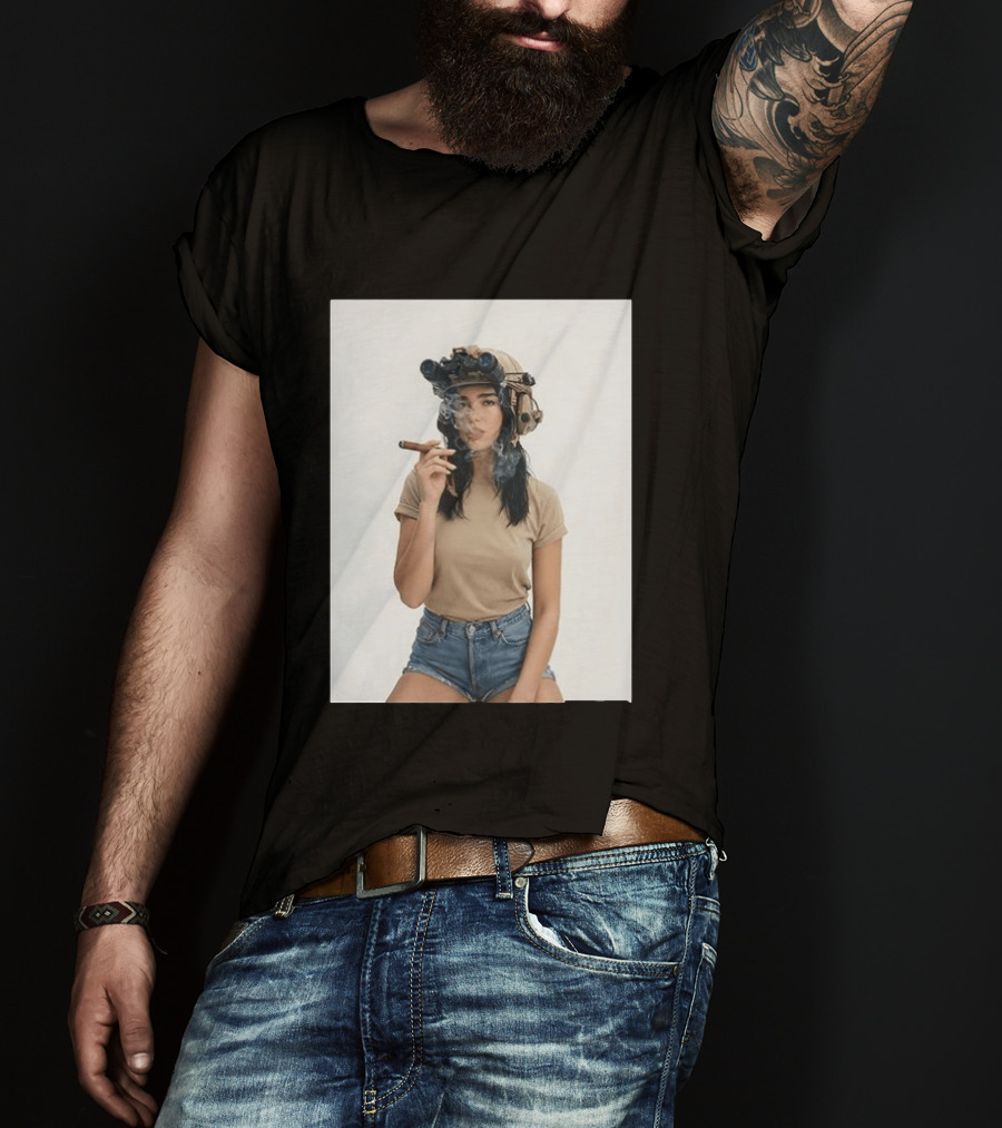 D Lipa Smoking Cigar Night Vision Helmet Aesthetic T-Shirt