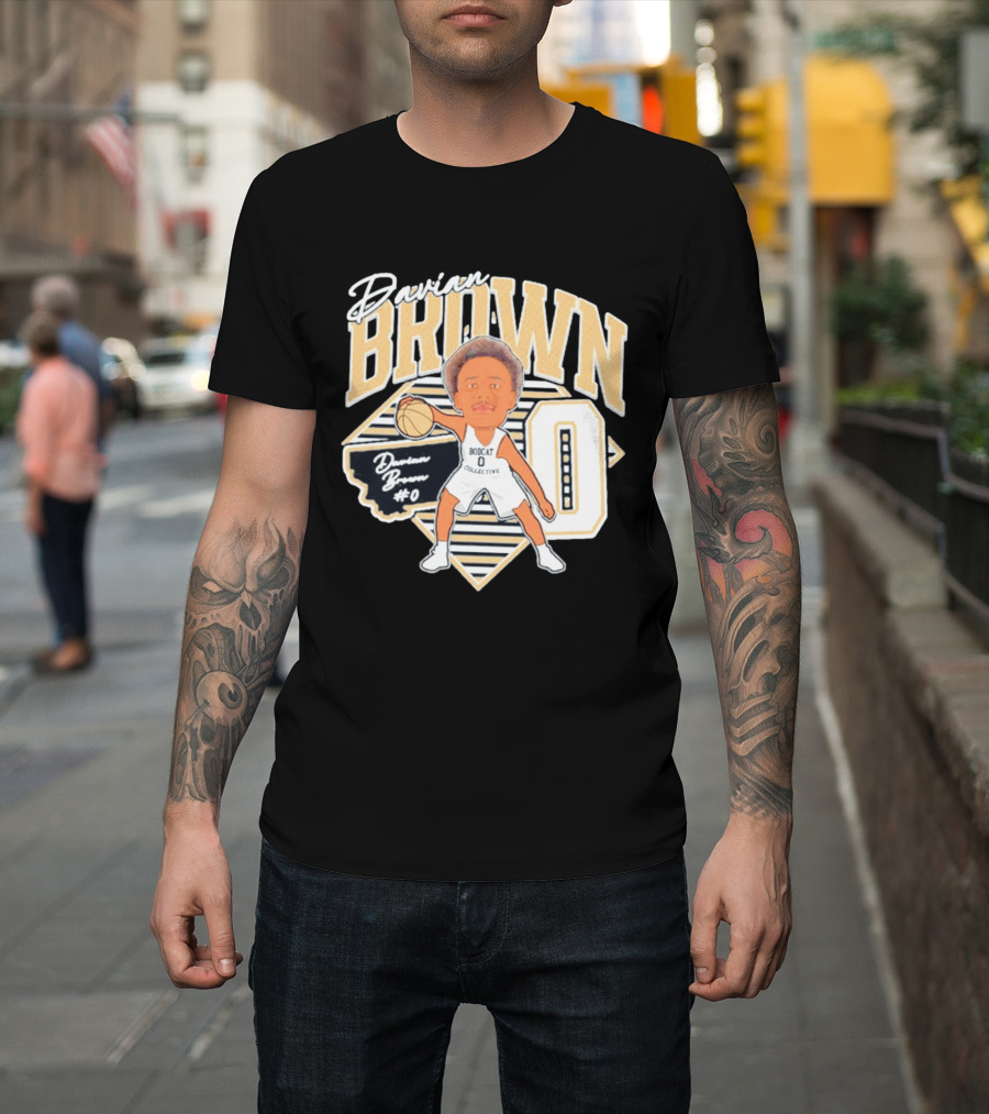 Davian Brown Bobcat Collective #0 Caricature Montana State T-Shirt