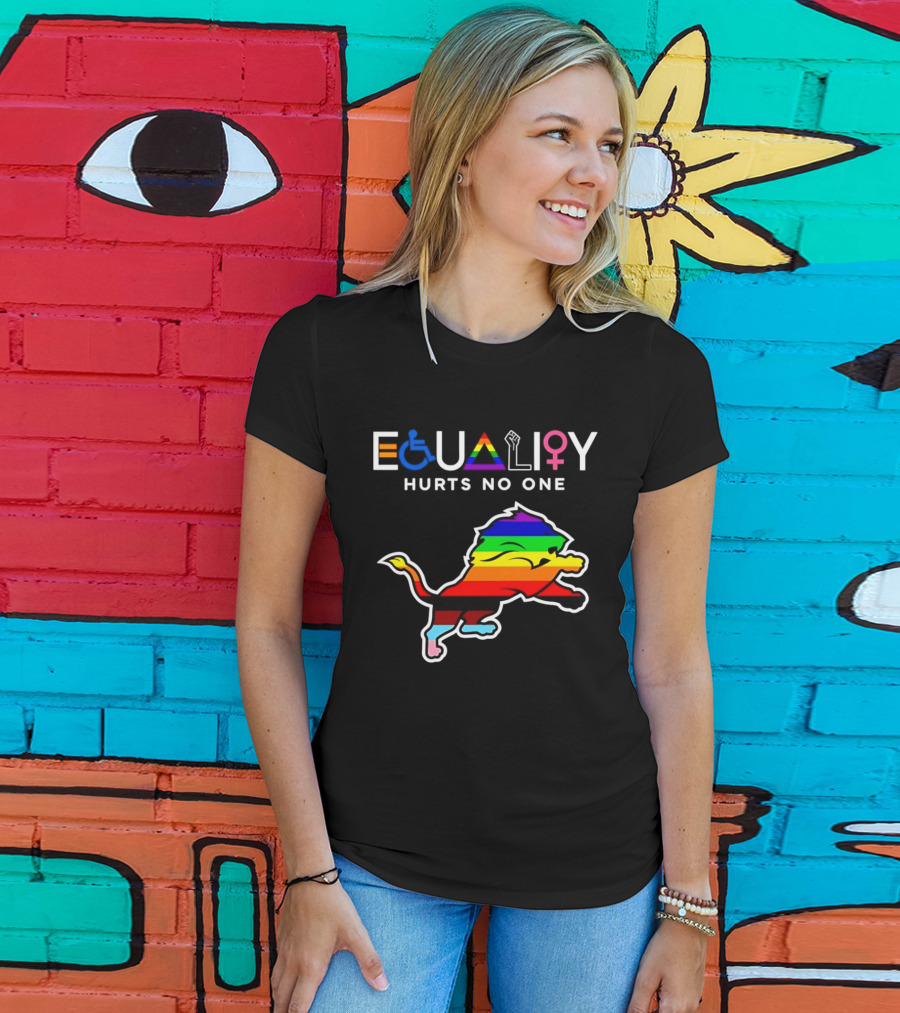 Detroit Lions Equality Rainbow Lion Hurts No One T-Shirt