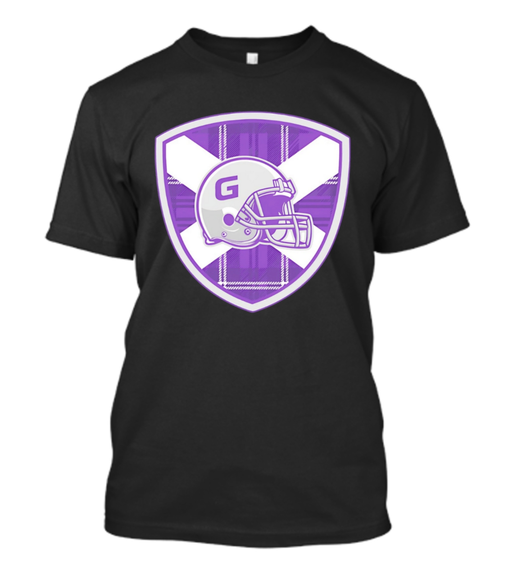Glasgow Tartan Football Helmet Badge With St. Andrew's Cross T-Shirt