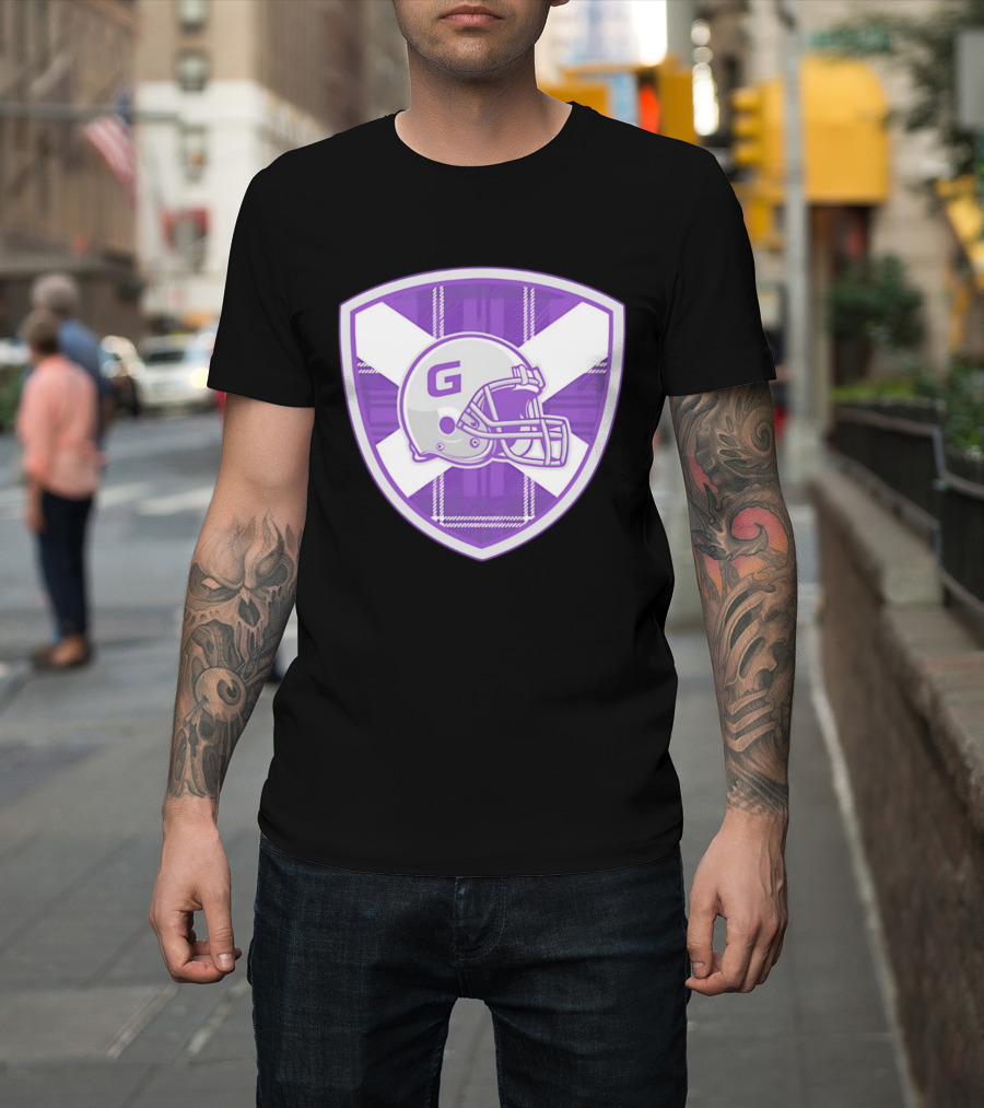 Glasgow Tartan Football Helmet Badge With St. Andrew's Cross T-Shirt