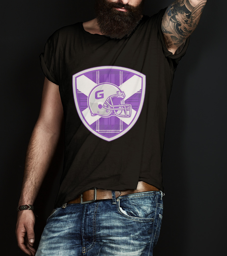 Glasgow Tartan Football Helmet Badge With St. Andrew's Cross T-Shirt